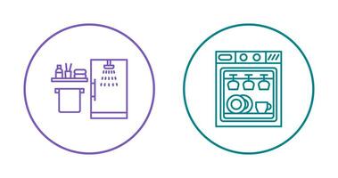 Shower and Dishwasher Icon vector