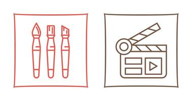 Brushes and Clapper Board Icon vector