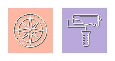 Compass and Roller Icon vector