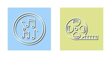 Musical Notes AND Film Reel Icon vector