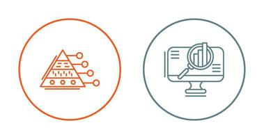 Pyramid Graph and Search Icon vector
