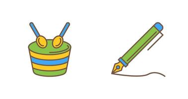 Drum and Pen Icon vector