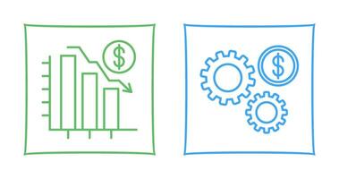 Chart Down and Settings Icon vector