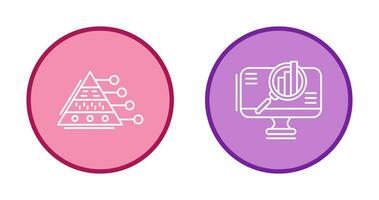 Pyramid Graph and Search Icon vector
