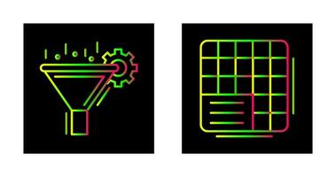 filtración y mesa datos icono vector