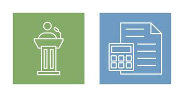 Podium and CalculatorSnack and Money Icon vector