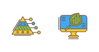 Pyramid Graph and Search Icon vector