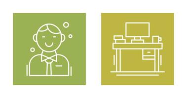 Employee and Desk Icon vector