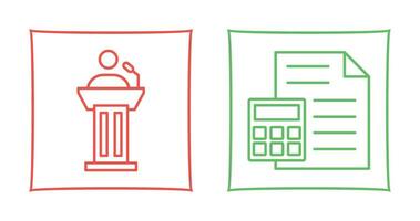 Podium and CalculatorSnack and Money Icon vector