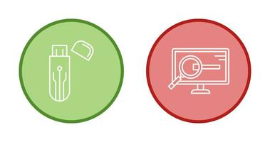 Usb and Search Icon vector