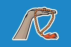 Ramadan Kareem zakat giving charity to people Sticker design vector illustration. Ramadan icon concept. Ramadan Mubarak Zakat hand giving money sticker design logo.