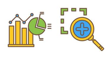 Bar Chat and Zoom In Icon vector