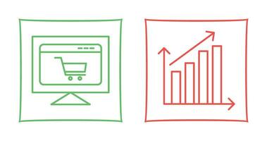 comercio electrónico sitio web y creciente Estadísticas icono vector