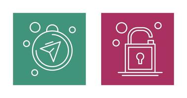 Compass and Open Lock Icon vector