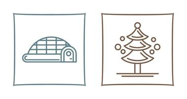 Igloo and Pine Tree Icon vector