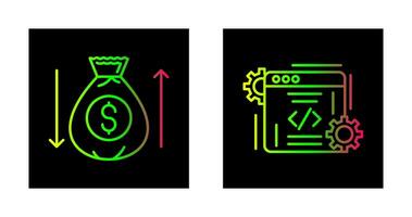 dinero bolso y codificación icono vector