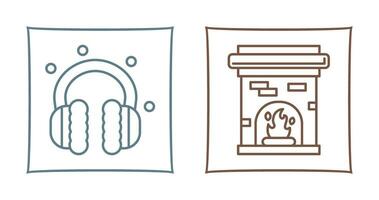 Earmuff and Fireplace Icon vector