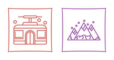 Mountain and Cable Car Icon vector