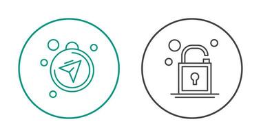 Compass and Open Lock Icon vector