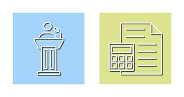 Podium and CalculatorSnack and Money Icon vector