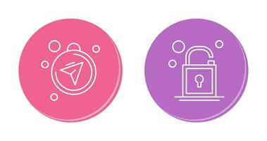 Compass and Open Lock Icon vector
