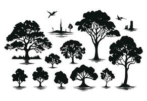 gratis vector silueta arboles vector conjunto