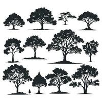 gratis vector silueta arboles vector conjunto