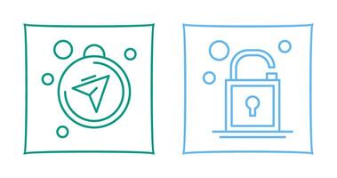 Compass and Open Lock Icon vector