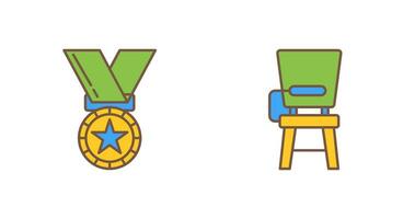 Medal and DeskSnack and Money Icon vector