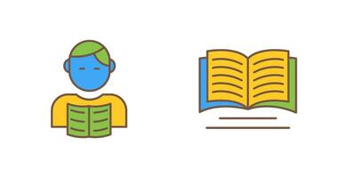 estudiante y libro icono vector