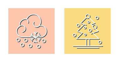 Snow Fall and Christmas Tree Icon vector