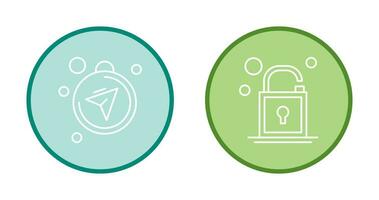 Compass and Open Lock Icon vector
