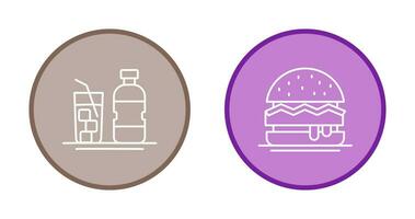 mineral agua y hamburguesa icono vector