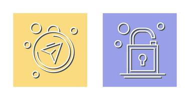 Compass and Open Lock Icon vector