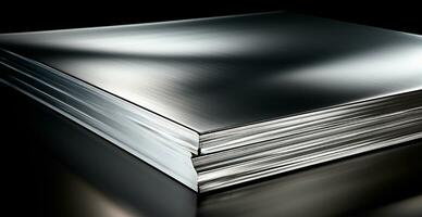 Panoramic metal texture, steel silver background - AI generated image photo