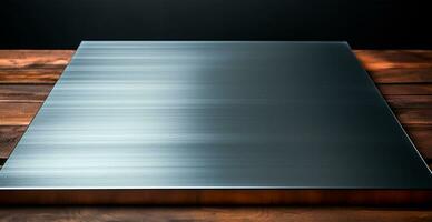 Panoramic metal texture, steel silver background - AI generated image photo