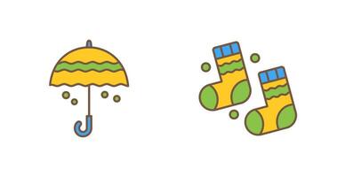 Umbrella and Winter Socks Icon vector