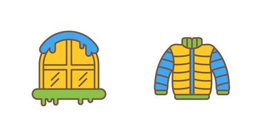 Window and Winter Clothes Icon vector