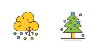 Snow Fall and Christmas Tree Icon vector