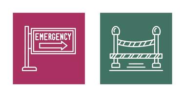 Emergency Sign and Do Not Cross Line, Icon vector