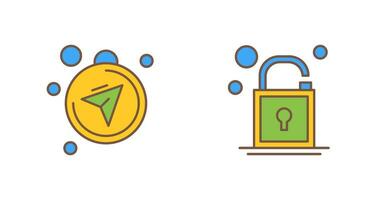 Compass and Open Lock Icon vector
