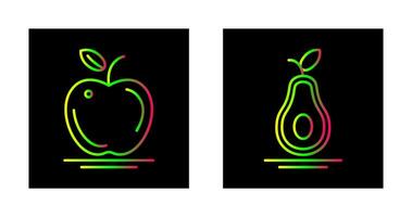 manzana y aguacate icono vector