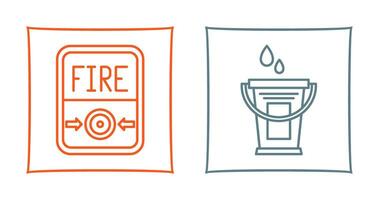 Fire Button and Water Bucket Icon vector