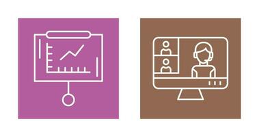 Line Graph and Conference video Call Icon vector