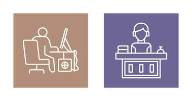 Computer Worker and Office Reception Icon vector