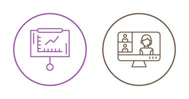 Line Graph and Conference video Call Icon vector