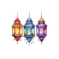 Colorful watercolor diwali lantern Generative Ai png