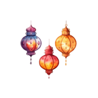 Colorful watercolor diwali lantern Generative Ai png