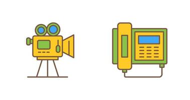 película cámara y teléfono icono vector