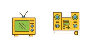 Old TV and Stereo Icon vector